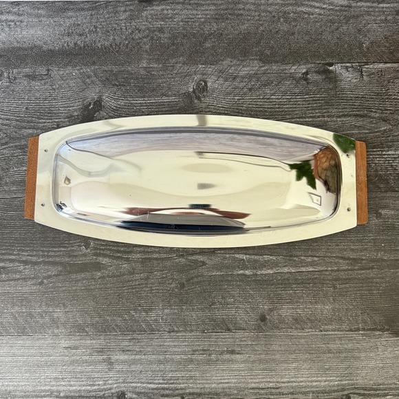 Other - Vintage Kromex MCM Danish Serving Platter – Chrome with Teak Handles – MCM Tray